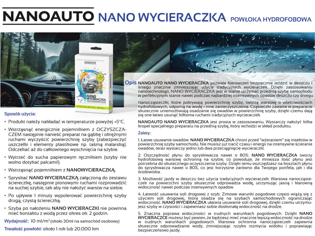 nanowycieraczka — zastosowanie NANOAUTO NANOWYCIERACZKA