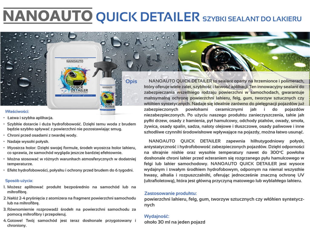 quick detailer — zastosowanie NANOAUTO QUICK DETAILER