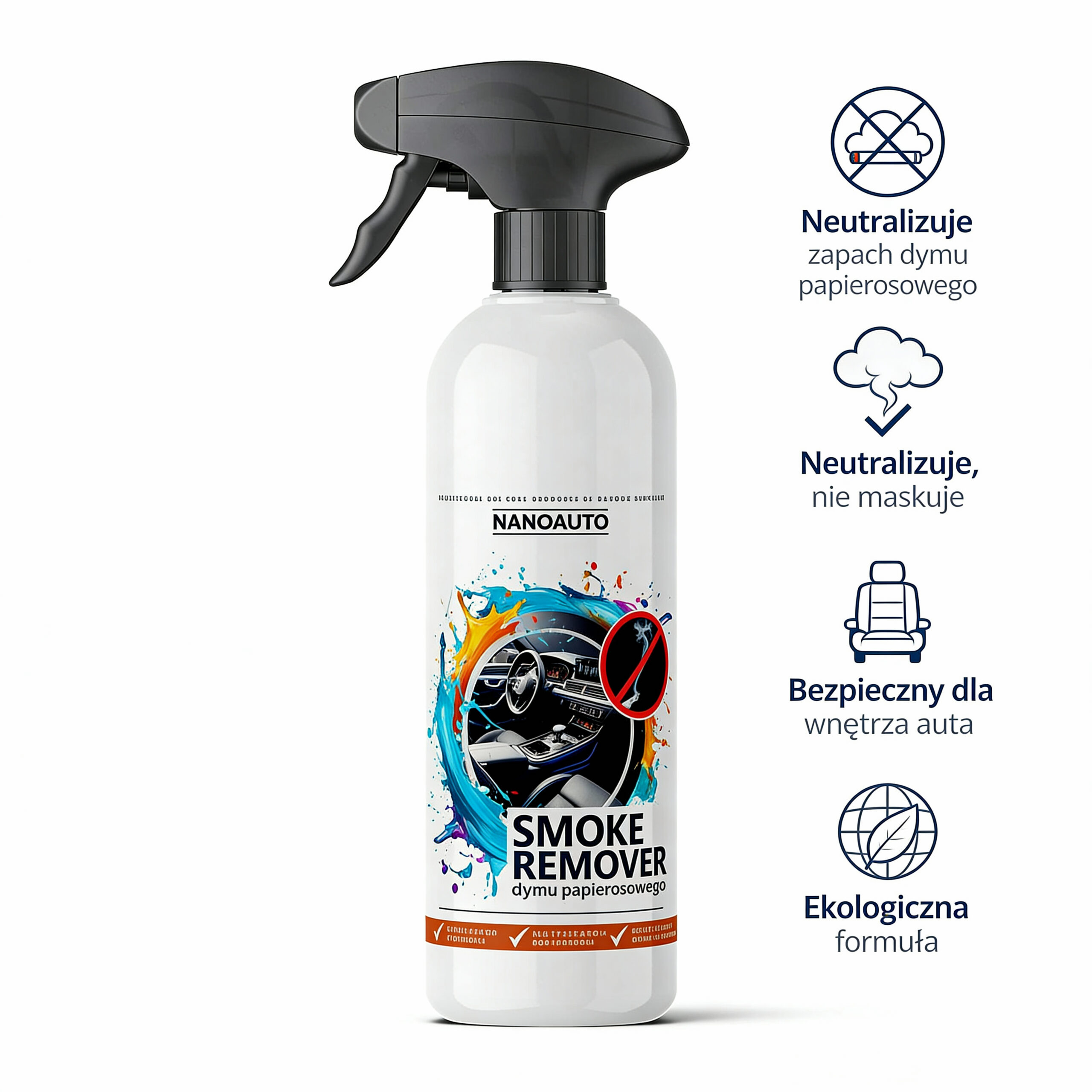 neutralizator dymu papierosowego NANOAUTO SMOKE REMOVER — zastosowanie