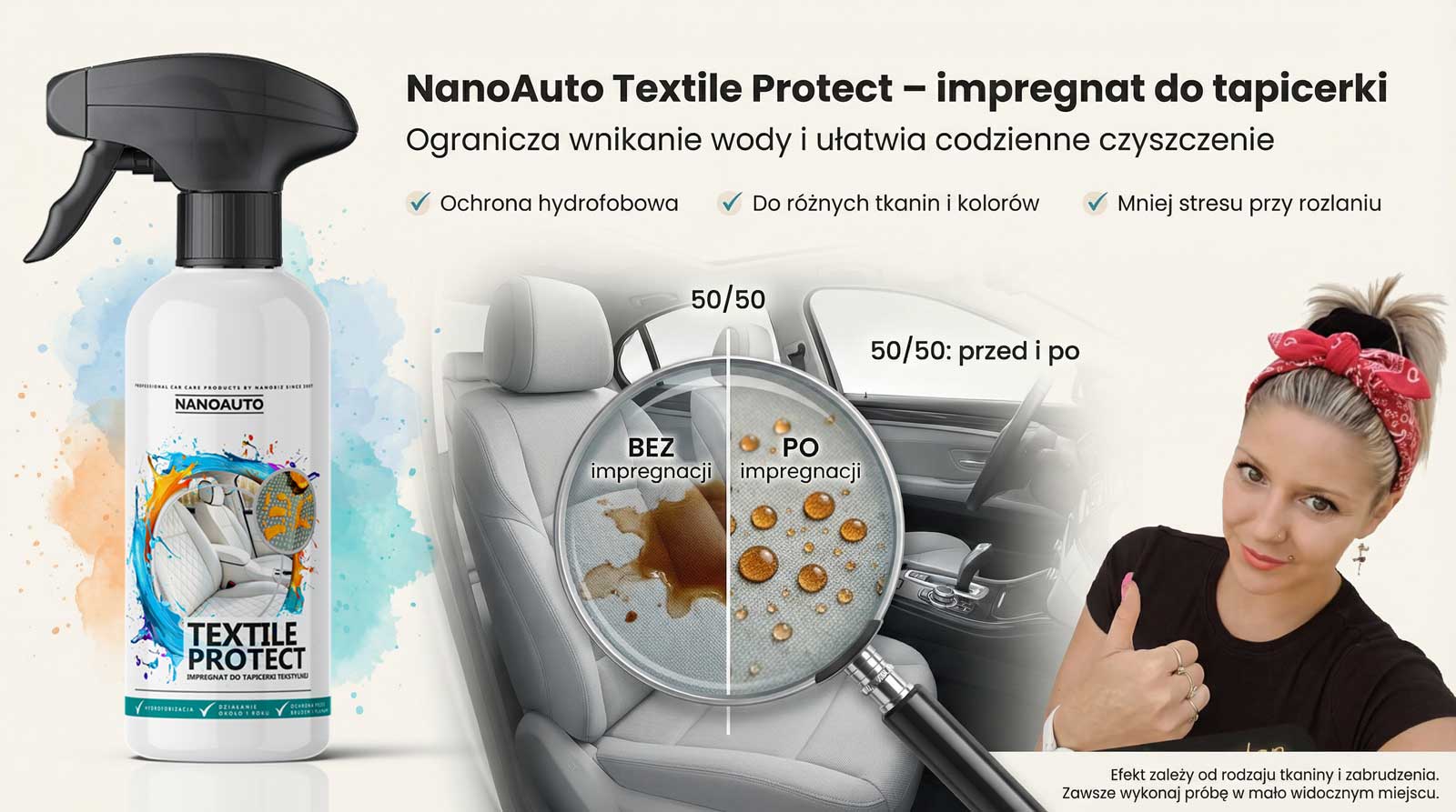 impregnat do tapicerki NANOAUTO TEXTILE PROTECT — zastosowanie